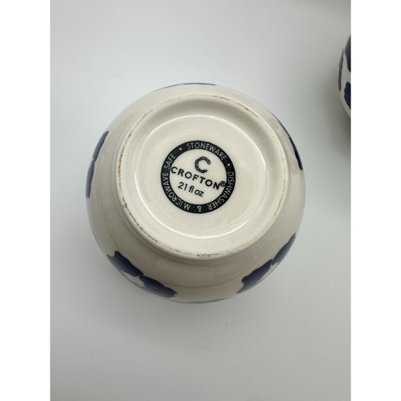 CROFTON 21 oz Noodle Bowls - Blue & White  Flower Design Set 4 - Picture 8 of 8